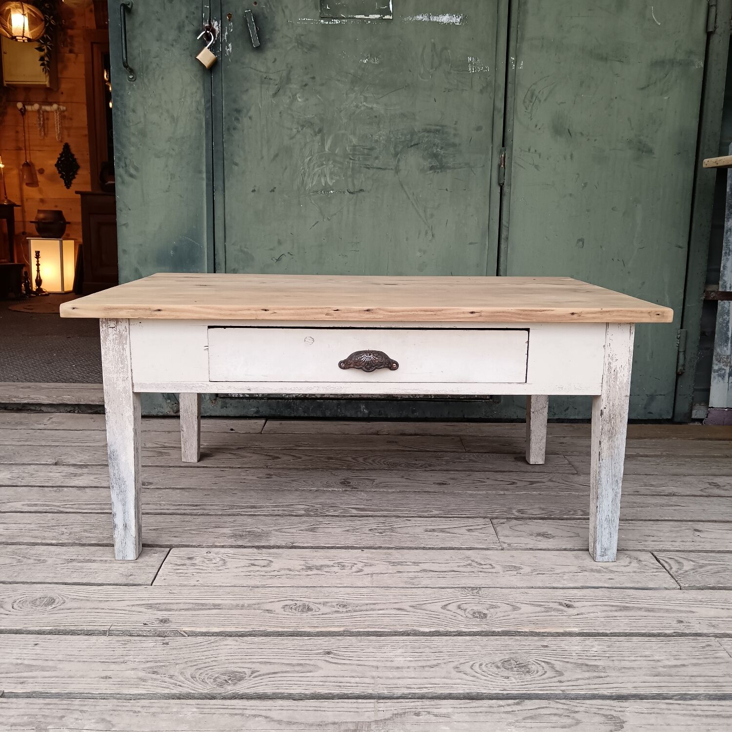 Wooden coffee table / patinated