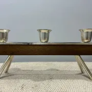 BSF teak and silver-plated candle holder for three candles, 1960s