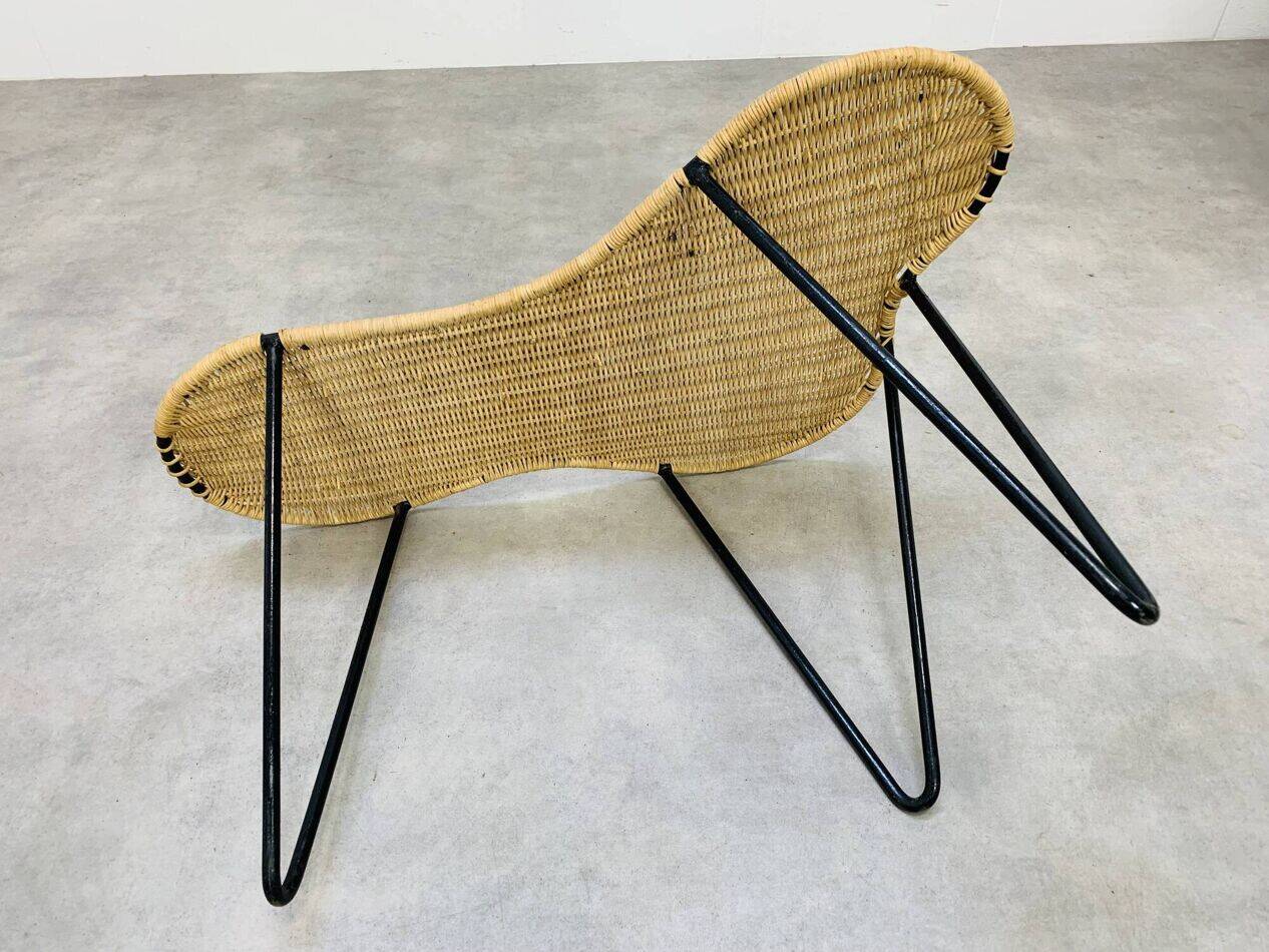 Raoul Guys coffee table, free form, wicker and metal, 1960s.