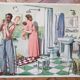 Rossignol educational school poster chez le charcutier et la toilette