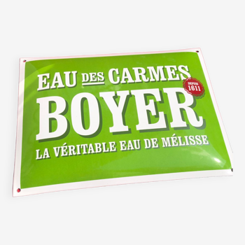 Plaque publicitaire eau des carmes Boyer