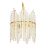 Lustre en laiton doré et baguettes en verre cristallin par C.Palme, Allemagne, années 1970