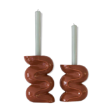 Duo of candle holders - TERRACOTTA