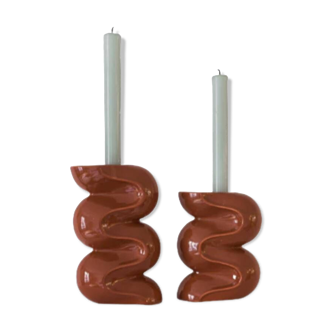 Duo of candle holders - TERRACOTTA