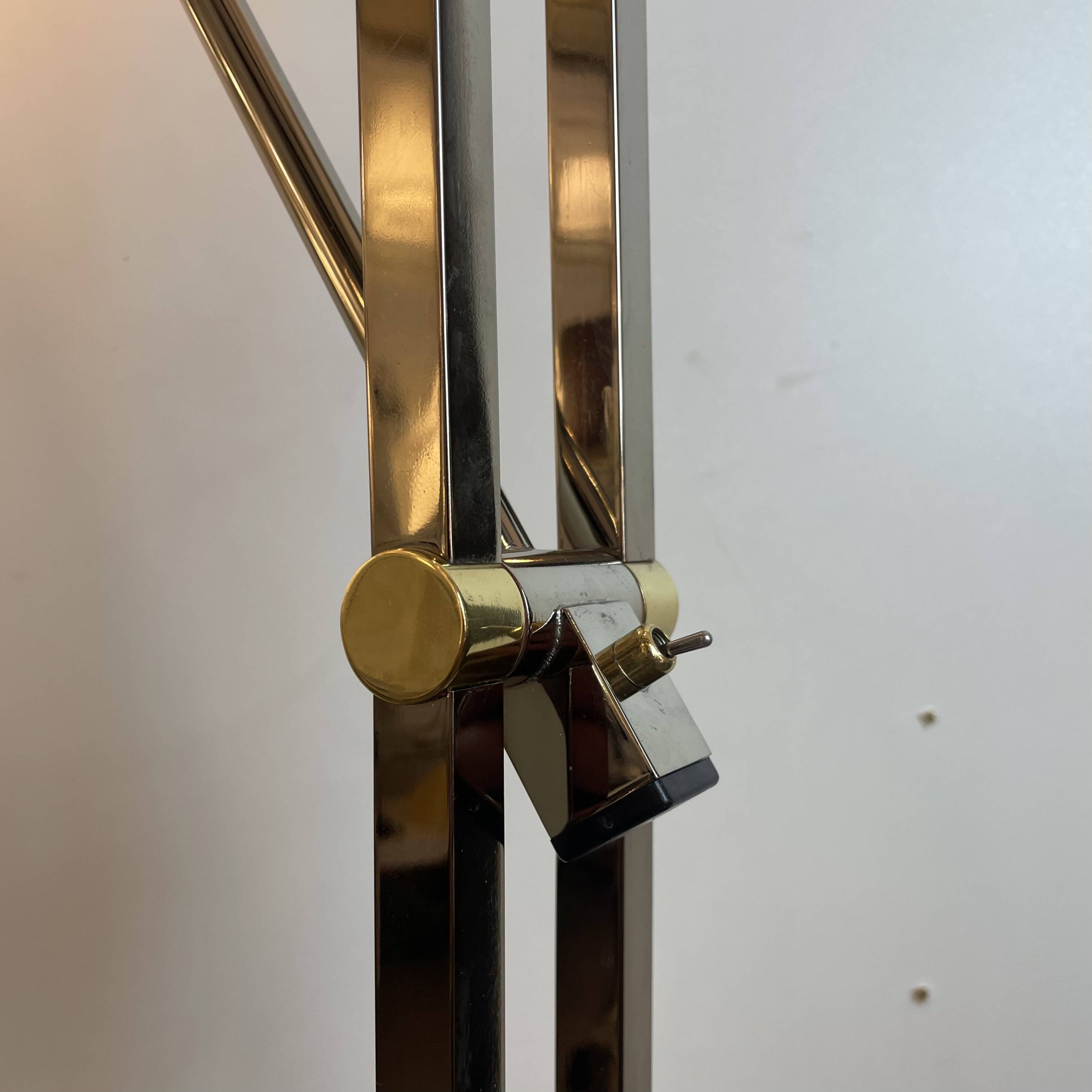 Chrome and brass floor lamp by Deknudt Belgium, 1980s