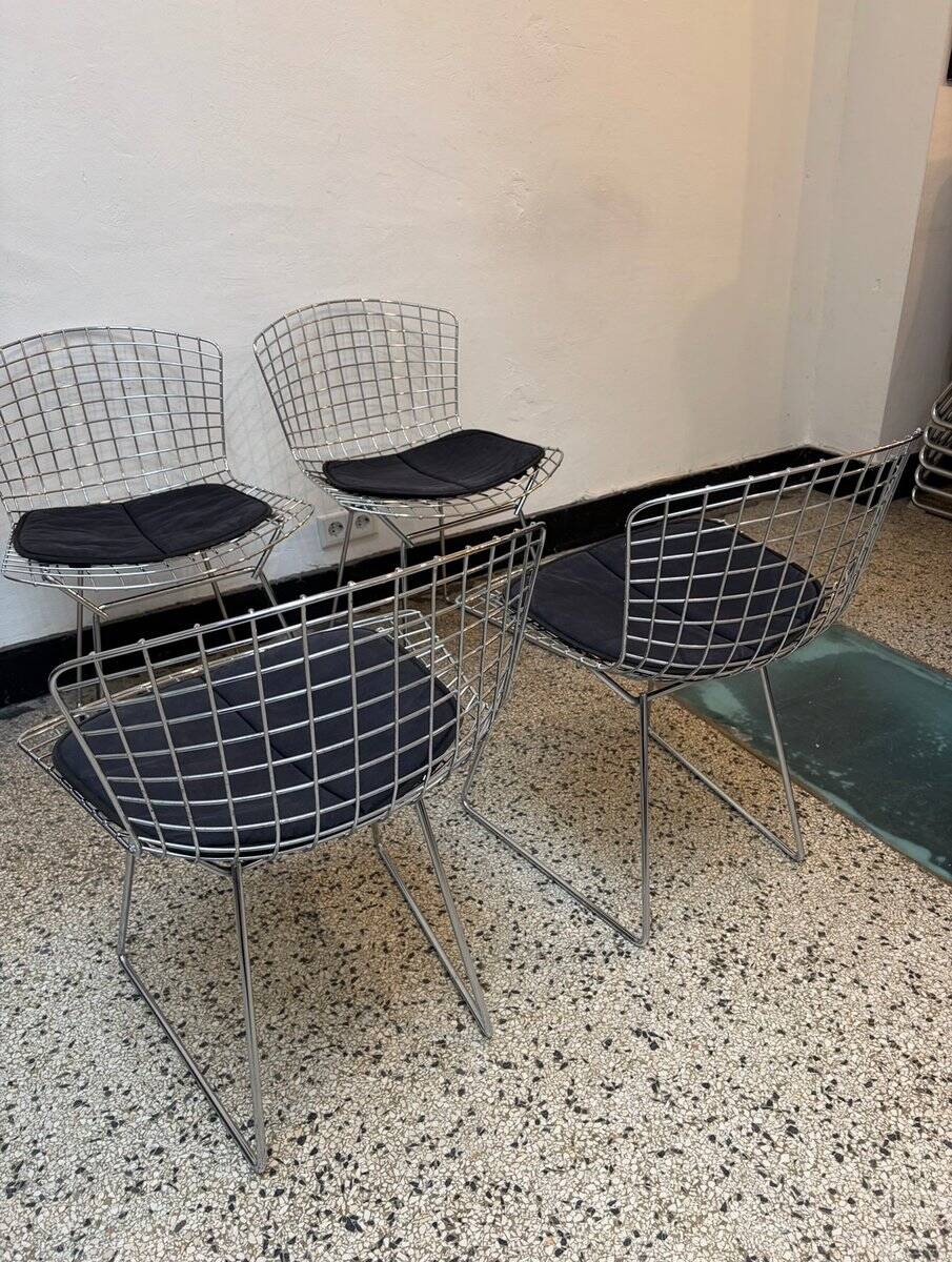 Chrome-plated side chairs by Harry Bertoia for Knoll, 1970s, set of 4