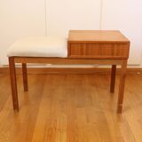 Banc d'entrée, banquette téléphonique modulable scandinave, teck, 1960