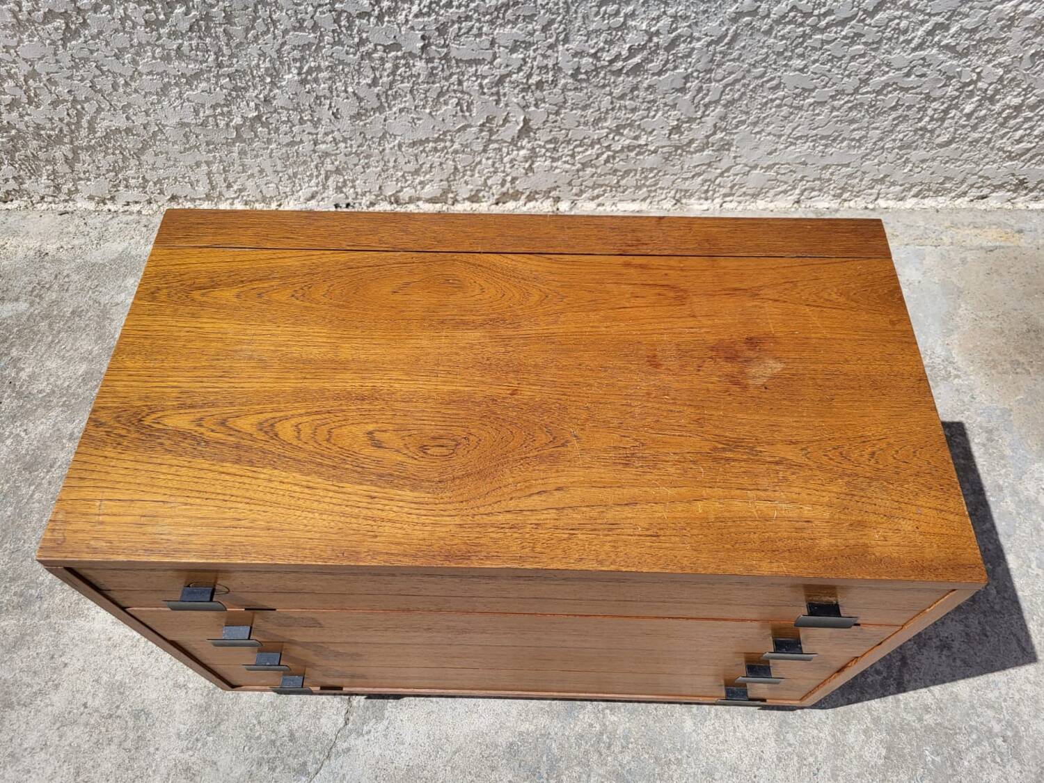 Vintage Scandinavian teak chest of drawers with 3 drawers and a chest