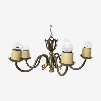 Brass chandelier with 5 burners