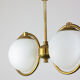 Mid-Century Brass & Opaline Glass Chandelier