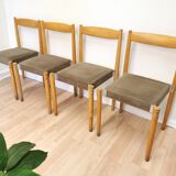 Vintage Miroslav Navratil Dining Chairs: 1970s Czechoslovakia, Gray Fabric