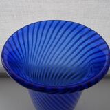 Murano spiral cobalt blue blown glass vase