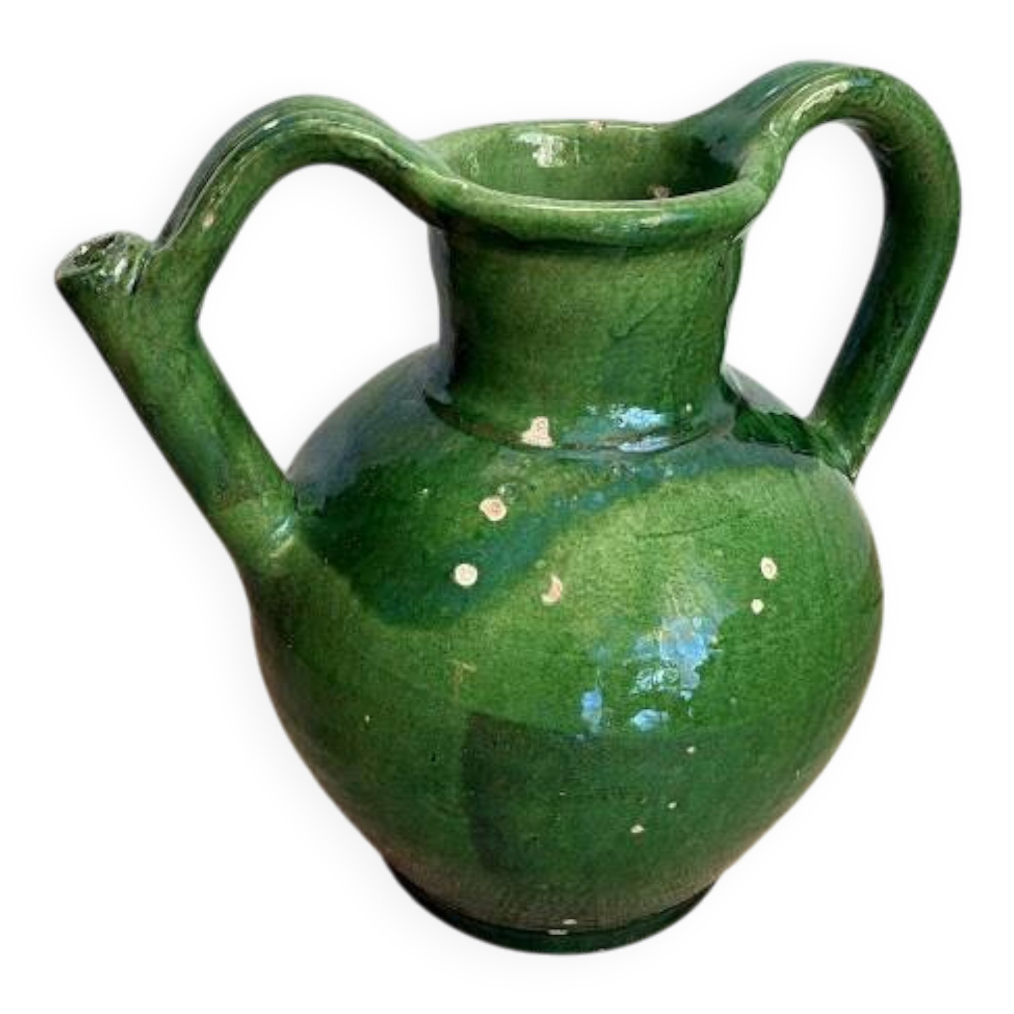 Pichet ou Cruche à Eau Ancien en Terre Cuite Vernissée (Orjol)