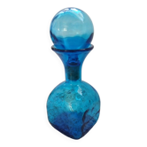 Blue embossed glass carafe