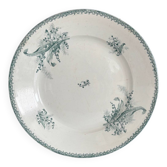 Large Antique Ironstone Dish - Lily of the Valley Ste Amandinoise Decor, Early 20th Century