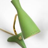 Pair of beautiful green Mid Century Modern Diabolo crow's foot table lamps