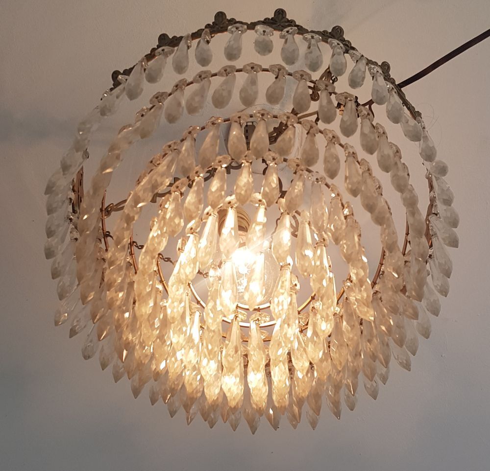 Old chandelier with stamps