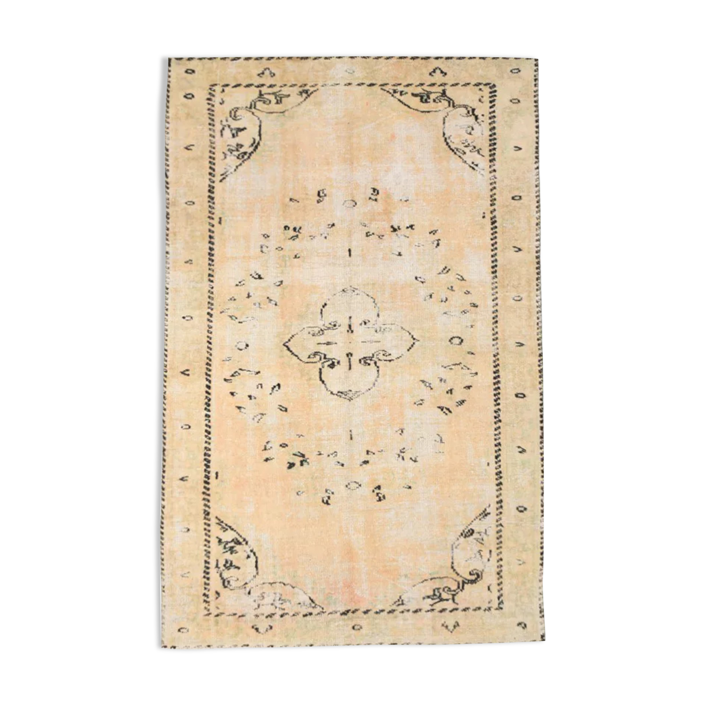 5x8 beige tones wool classic vintage rug 253x166cm