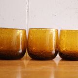 5 amber blown bubble glasses