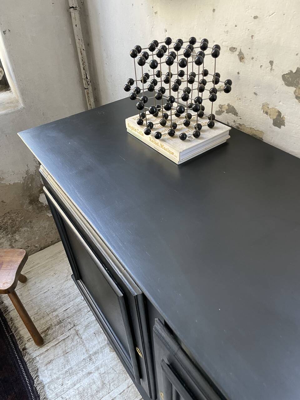 60s brutalist black sideboard