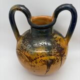 Poterie, jarre, cruche ancienne en terre cuite vernissée jaune et vert, France