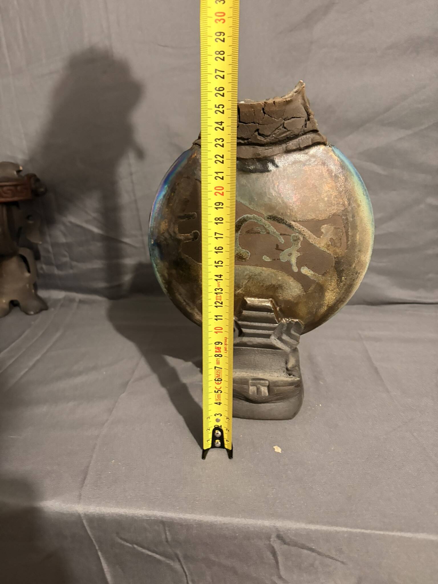 Sculpture Vase Ceramic Contemporary Art Raku Firing Wabi Sabi Eye