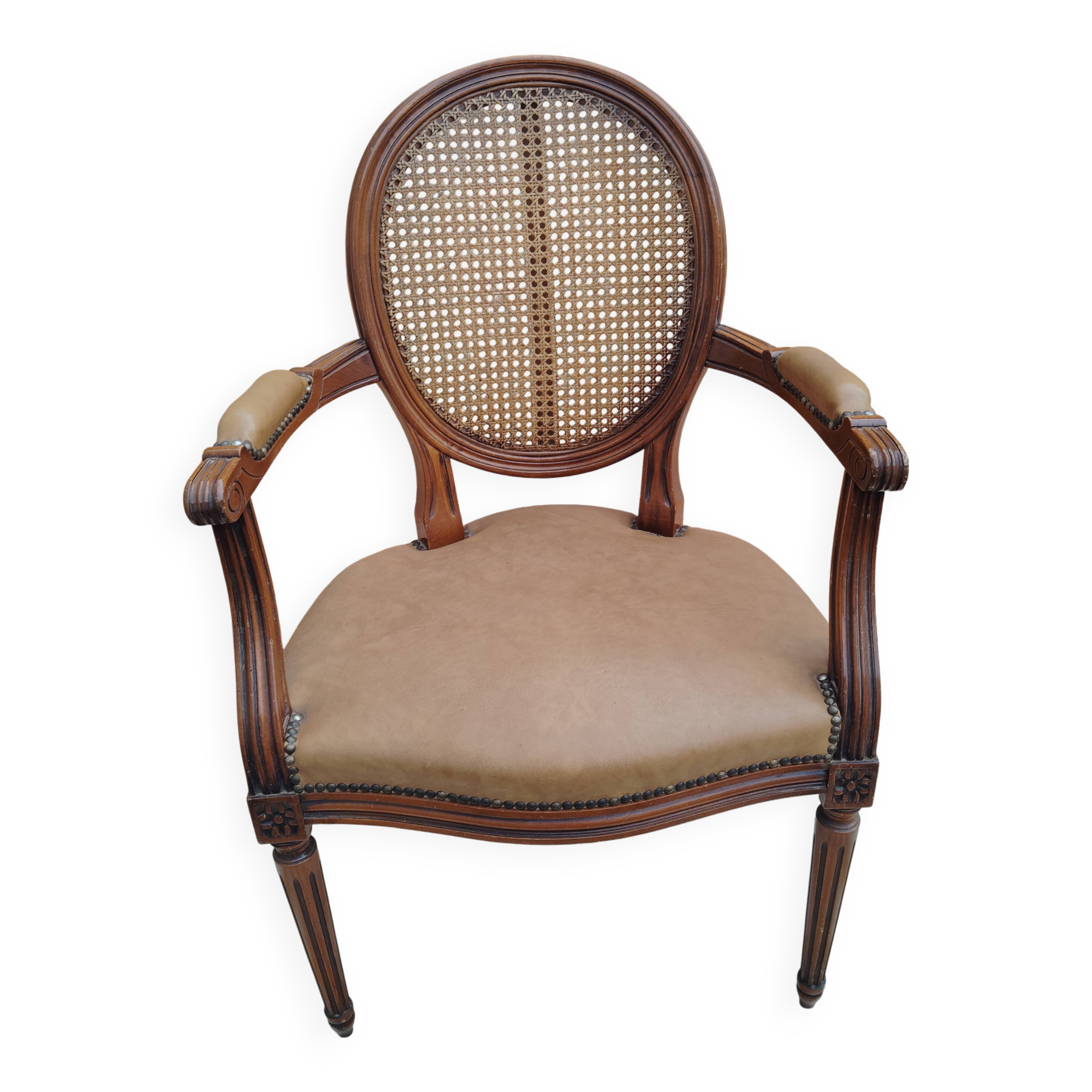 Fauteuil Louis XVI bois cannage