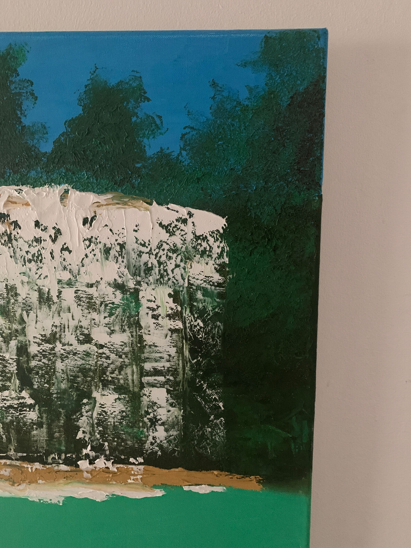 Oil on canvas waterfall