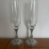 Deux coupes à champagne en cristal