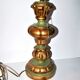 Vintage lamp foot gilded and green in carved turned wood