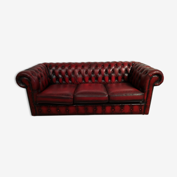 Chesterfield sofa red leather three seats