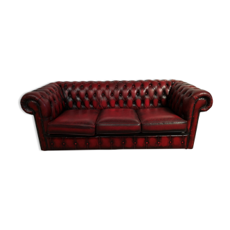 Chesterfield sofa red leather three seats