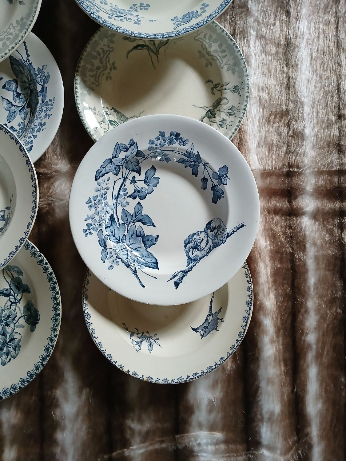 10 antique deep plates in ironstone