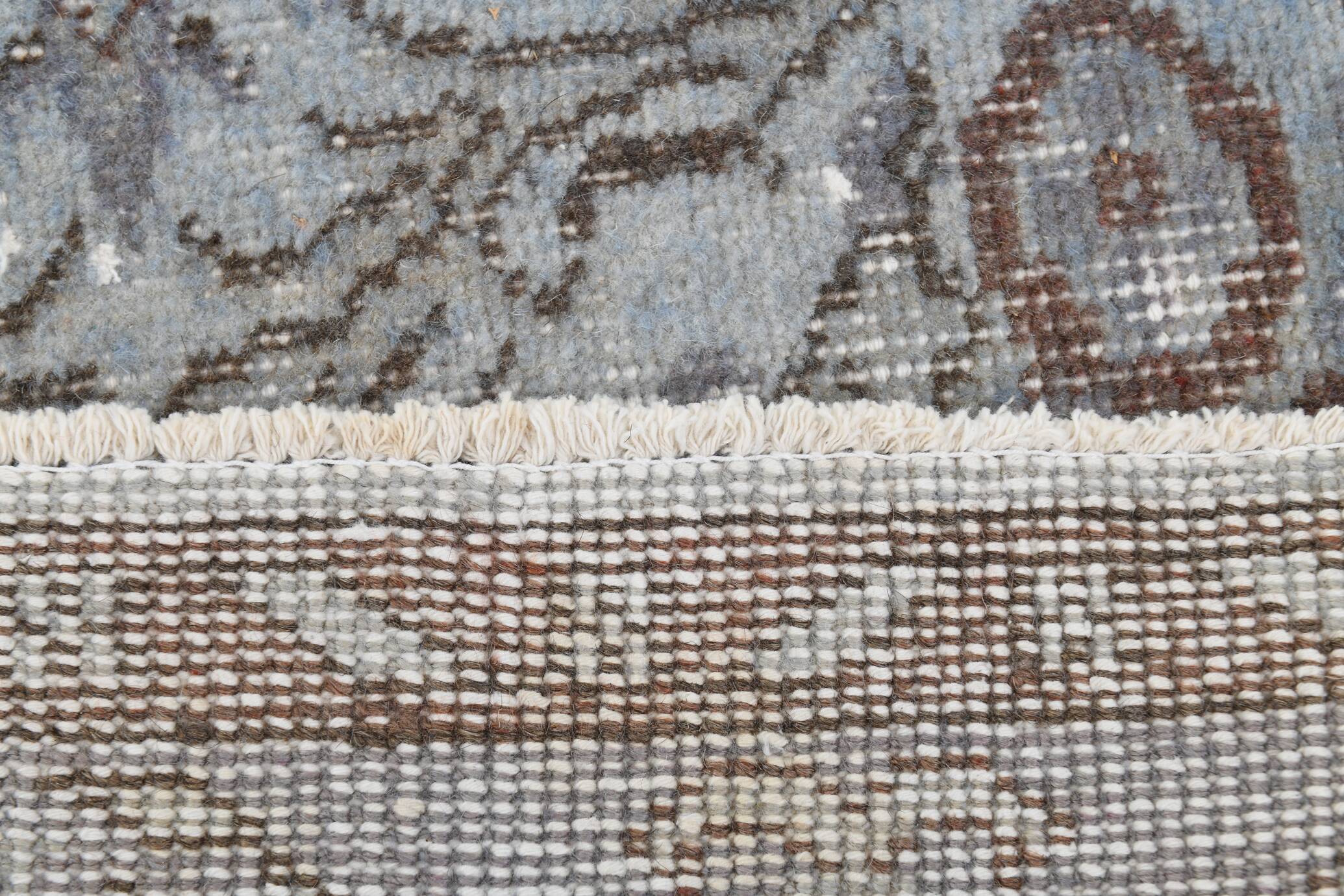 6x10 Rug For Living Room Bordered Blue Turkish Vintage Area Rug, 184x301Cm SK 1512