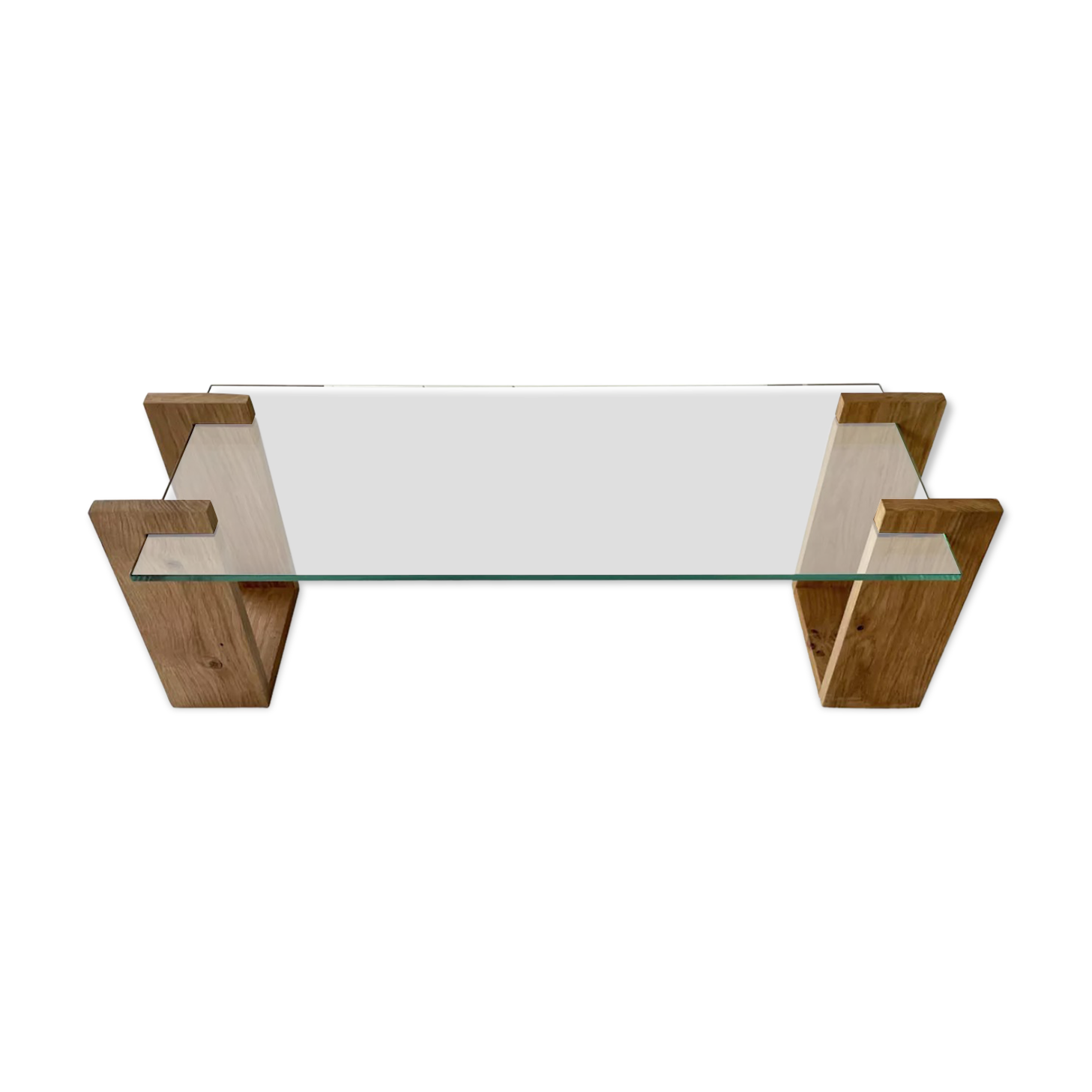 Table basse verre et chêne massif, FLP studio