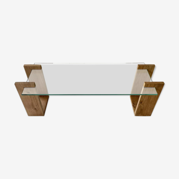 Glass and solid oak coffee table, FLP studio