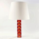 Grande lampe de table scandinave du milieu du siècle en verre et laiton par Carl Fagerlund pour Orrefors, Suède, 1960
