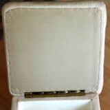 1970s bedroom stool, laundry chest, made of fabric, metal and plastic, vintage