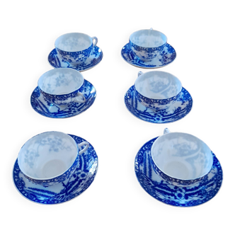 Lot de 6 tasses et 6 sous tasses porcelaine chine vintage