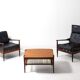 Vintage webbing coffee table in teak, 1960s