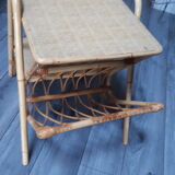 Table porte revue en rotin