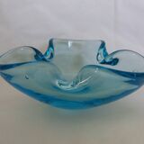 Murano turquoise blue glass trilobed empty pocket ashtray