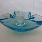 Murano turquoise blue glass trilobed empty pocket ashtray