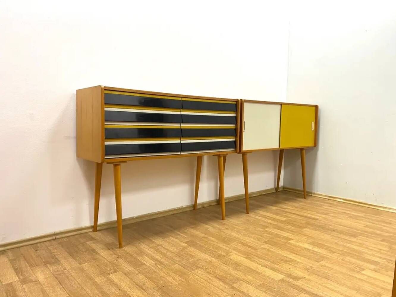 Retro chests of drawers, Jiří Jiroutek, 1960s, Czechoslovakia