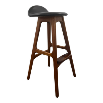 Tabouret de bar en teck vintage danois des années 1960 par Erik Buch
