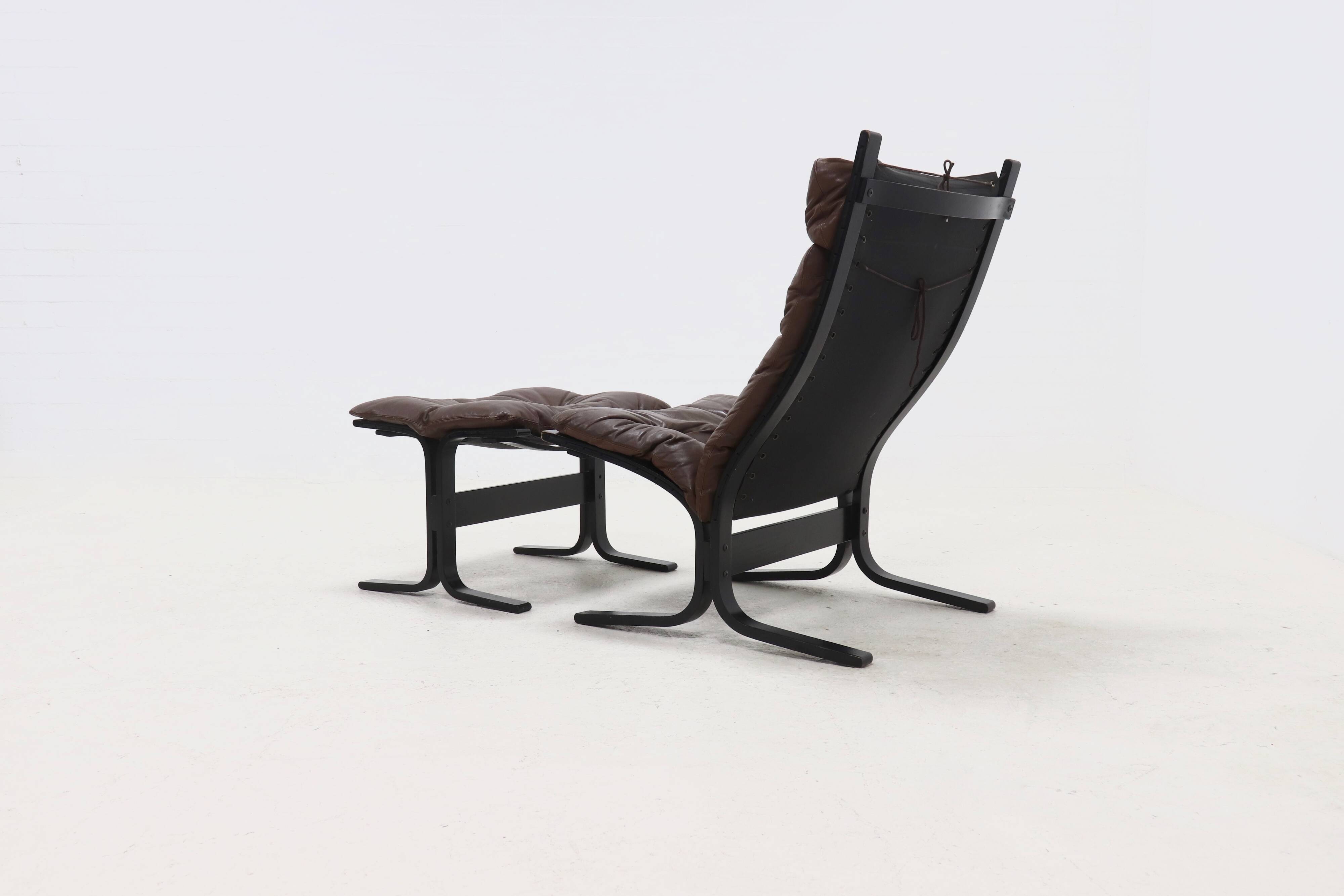 Siesta Lounge Chair and Ottoman by Ingmar Relling for Westnofa Norway 1960s