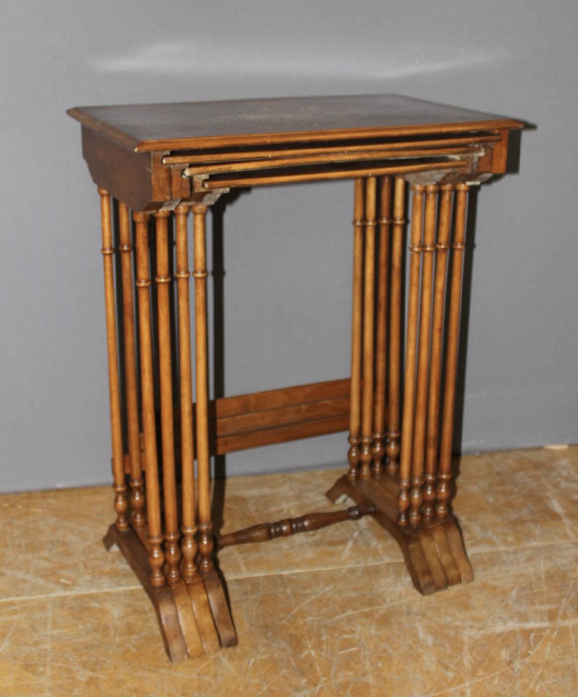 Set of Four Nesting Tables in Flower Marquetry circa 1900