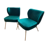 2 fauteuils Wayne velours vert