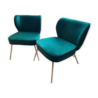 2 Wayne Armchairs green velvet