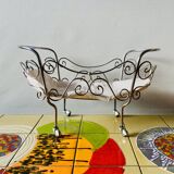 Metal doll's bed on vintage casters